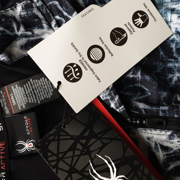 Spyder Active Wm's Lightweight Zip-Up Patterned Blk & Wh Jacket w/ Mock Neck SM - Picture 2 of 16